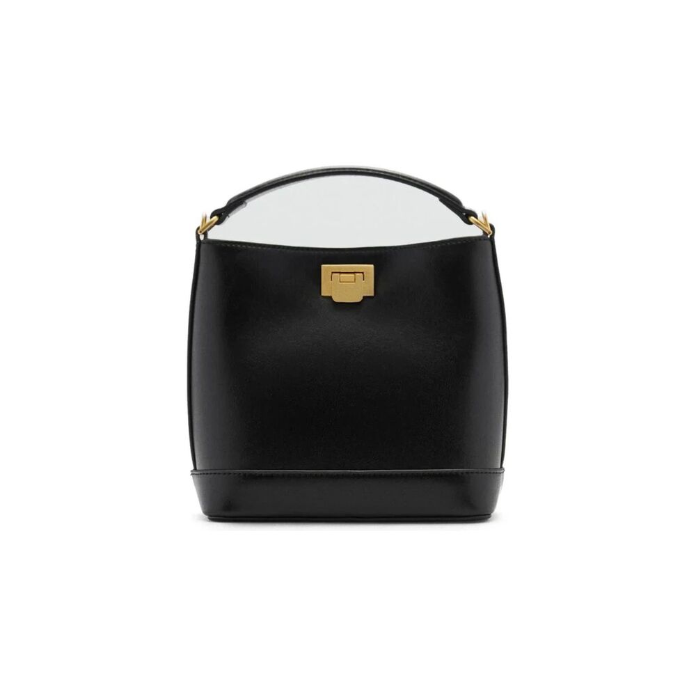 Women's Black Mini Faux Leather Crossbody Top Handle Bag